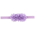 Fascia per neonati color lavanda con tre fiori di chiffon fatti a mano sopra - Viola