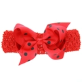 Bandeau au crochet rouge pour bébé avec un nœud classique à pois noirs élégant - Rouge à Pois Noirs