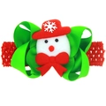 Weihnachts Stirnband für Mädchen mit Plüsch Schneemann auf grünem rotem Schleifenband - Plüsch Schneemann Rote Mütze Stil (11)