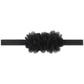 Infant headband featuring three layered black chiffon flowers on elastic band - Black