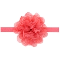 Pink chiffon lace flower headband with elastic band for infants and toddlers - Watermelon red