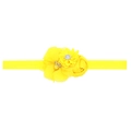Diadema elástica para bebé con flores de gasa amarillas y pedrería en fondo blanco - Amarillo
