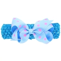 Bandeau crochet bleu marine pour enfants avec grand nœud à pois bleu et rose - Point Bleu Rose Clair