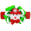 Weihnachts-Baby-Stirnband mit grüner Schleife und Plüsch-Schneemann auf rotem Gummiband - Plüsch Schneemann Grüne Schleife Stil (12)