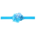 Diadema elástica para bebé en azul brillante con rosas de satén y pedrería brillante - Azul