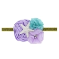 Fascia elastica neonata con fiori di stoffa viola e blu e stella marina dorata - Viola 1