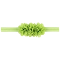 Light green baby headband with three delicate chiffon flowers and elastic ribbed texture - Grass Green