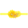 Fascia elastica gialla per neonati con fiori in chiffon, girasoli e piccoli cristalli - Giallo