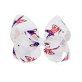 Independence Day hair clip with red blue stars and stripes on white grosgrain ribbon - White-Smile
