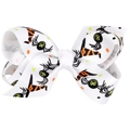 Halloween white bow hair clip featuring spider and witch hat patterns for girls - White Spider Striped Witch Hat (No.12)