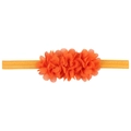 Orange baby elastic headband featuring three handmade chiffon flowers for infants - Orange