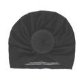 Soft black newborn beanie with round knot detail made of skin-friendly cotton fabric - Black