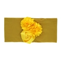 Fascia per neonati giallo senape in nylon con rosa di raso e dettagli floreali in rete - Giallo