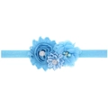 Fascia elastica neonata azzurra con fiori di girasole in tessuto e strass luminosi - Blu