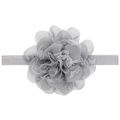 Elegant grey chiffon flower headband for babies with delicate white lace layers - Gray