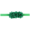 Elastic baby headband with three emerald green chiffon flowers for infant girls hair - Christmas Green