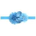 Diadema azul para bebé con flores de diamantes y banda elástica de punto - Azul