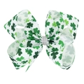 St. Patrick's Day white clover bow hair clip with sparkling rhinestones and green prints - Style 4