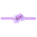 Bandeau élastique violet pour bébé avec roses en satin et détails en strass brillants - Violet Clair