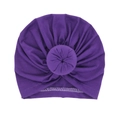Deep purple infant turban hat with a 3D donut knot design made of soft knit fabric - Deep purple