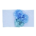 Fascia elastica neonato azzurra con tre decorazioni floreali artigianali in pizzo e raso - Blu