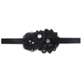 Bandeau élastique noir pour bébé avec fleurs en dentelle et centre en strass brillant - Noir