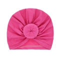 Elastic baby turban hat with a donut knot design in a vibrant rose pink color - Rose Red