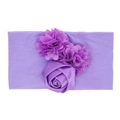 Fascia elastica in nylon per neonati con fiori in pizzo viola fatti a mano e rose in raso - Viola