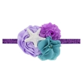 Baby princess starfish headband with purple sequins, satin roses and teal chiffon flowers - Purple 2