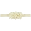Elastic baby headband featuring three handcrafted beige chiffon flowers for infants - Milk White