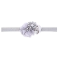 Bandeau élastique bébé avec fleurs faites main gris-violet, strass et perles - Gris