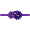 Bandeau élastique bébé avec pétales de tournesol violets et détails strass brillants - Violet foncé