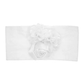Fascia per neonati in nylon bianco con rosa di raso e dettagli in pizzo floreale - Bianco
