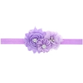 Bandeau élastique pour bébé avec fleurs violettes faites main, strass et perles - Mauve Clair