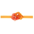 Bandeau élastique bébé avec roses en satin orange et fleurs scintillantes en strass - Orange