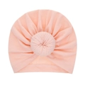 Soft light pink baby turban hat with front ball knot and delicate knitted texture - Pale Green