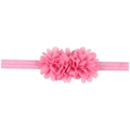 Pink chiffon flower baby headband with two-layered floral design and elastic band - Deep Pink