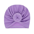 Purple baby donut turban hat with soft elastic knit and handmade circular knot detail - Light Purple