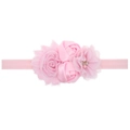 Pink sunflower baby headband with satin roses and rhinestone lace floral decor - Pink