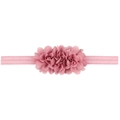 Pink chiffon three-flower infant headband with soft elastic knit fabric band - Dust Rose