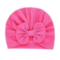 Rose red baby turban hat with a large bow detail made of soft knitted cotton fabric - Rose Red