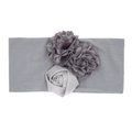 Bandeau élastique gris pour bébé avec fleurs artisanales en mousseline et satin rose - Gris