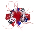 Patriotic red white and blue bow headband with feathers for American holidays - Red and Blue Stars Stripes Bow with Feathers (1#)