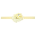 Bandeau élastique pour bébé avec roses en tissu jaune clair, perles et strass brillants - Blanc Lait
