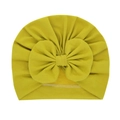 Turbante per neonato giallo senape con grande fiocco in morbido cotone elasticizzato - Giallo Zenzero