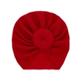Rote Baby Turban Mütze mit Donut-Knoten und Waffelstrick-Struktur für Neugeborene - Rot