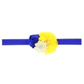 Bandeau élastique pour bébé avec rose bleue, fleur en maille jaune et strass - Bleu Saphir