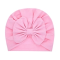 Cappello a turbante rosa per neonato con grande fiocco in morbido cotone lavorato a maglia - Rosa