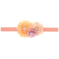 Bandeau élastique bébé avec fleurs en mousseline et satin, perles et strass brillants - Vert Pâle