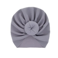 Lavender purple waffle knit baby turban hat featuring a cute donut knot design - Gray